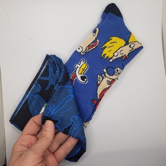 NICKELODEON Hey Arnold Ren and Stimpy crew socks with bandana set - Picture 3 of 4